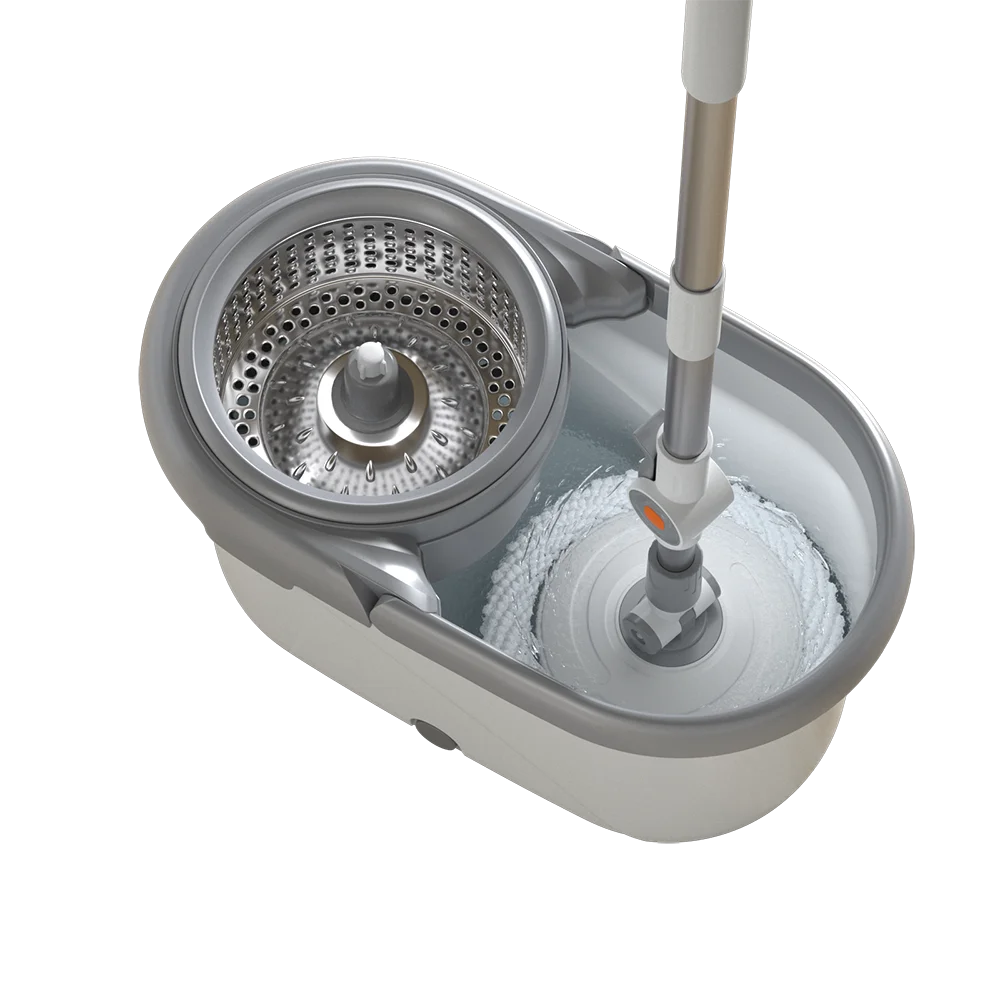 Household Floor Cleaning Long Extendable Handle Stainless Steel Mop Bucket Set Self-Wringer Dirty Water Separation